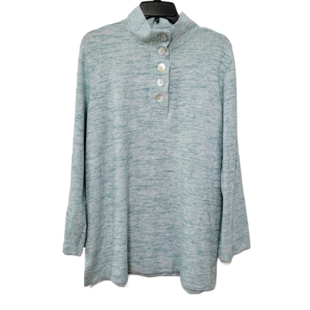 NWOT Soft Surroundings Touchable Long Sleeve Tunic Aqua Size L, Mother of Pearl - Picture 3 of 12